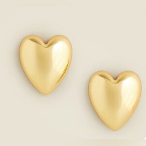J.Crew Oversized Heart Stud Earrings Shiny Matte Gold Plated Brass $39 CB823 NEW